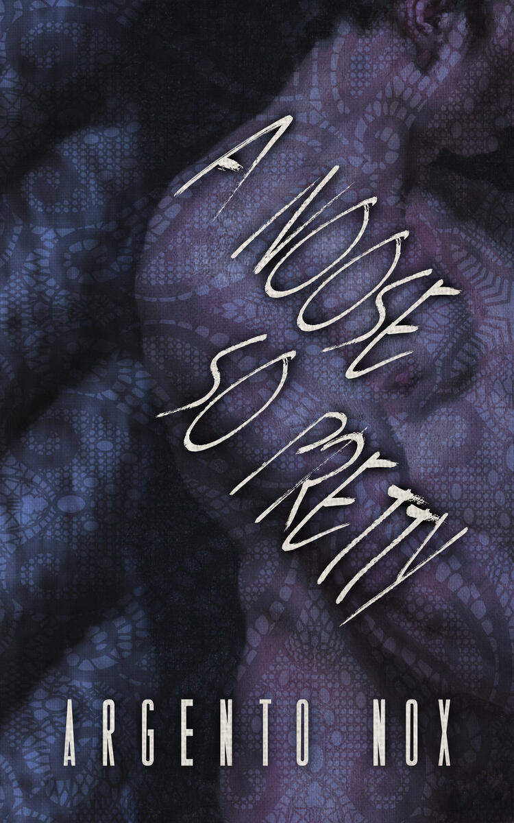 The torso of a naked man turned to the right. On the left a thick rope can be seen. Across the man's chest and upper arm is the title: "A Noose So Pretty". At the bottom is the author's name: "Argento Nox"